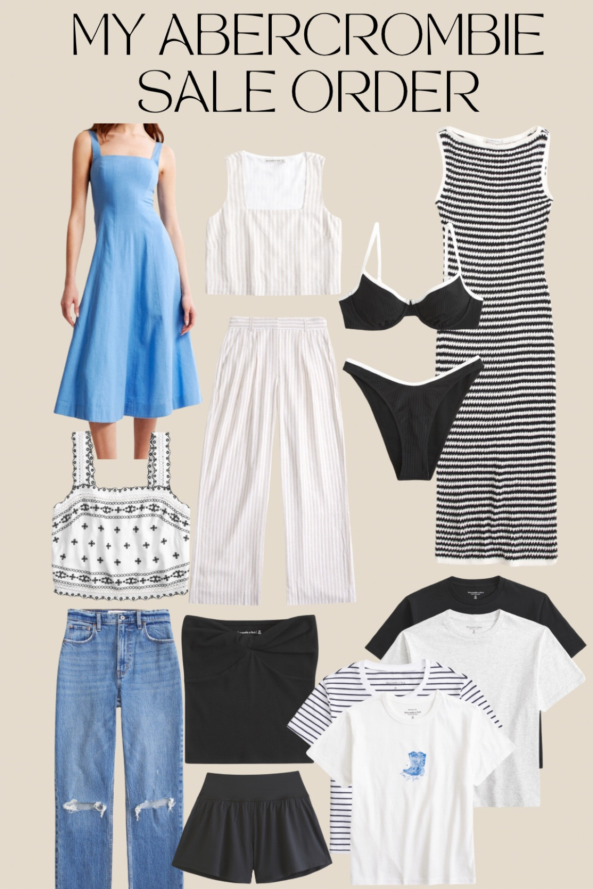 Abercrombie sale happening now! This is everything I ordered today👗 
Use code AFSHORTS for a stackable code! 

Abercrombie sale 
Abercrombie jeans 
90’s high rise jeans 
Summer dress 
Abercrombie dress 
Black bathing suit 
90’s bathing suit style 
Europe outfits 
Summer outfits 
Summer style 
Linen pants 