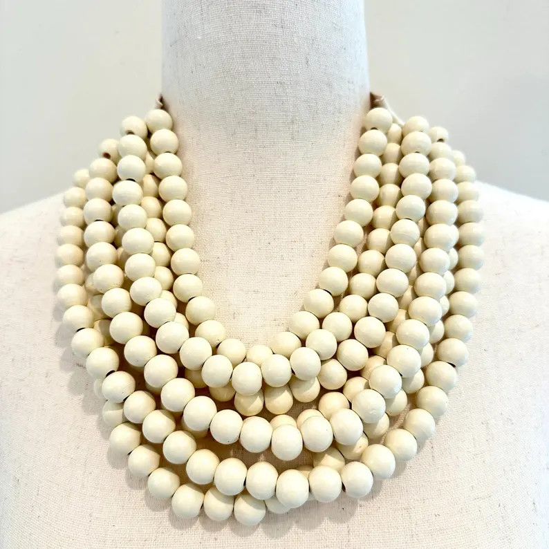 Color Wooden Ball Magnetic Statement Necklace, Layered Multi Beaded Chunky Necklace, Mother’s D... | Etsy (US)