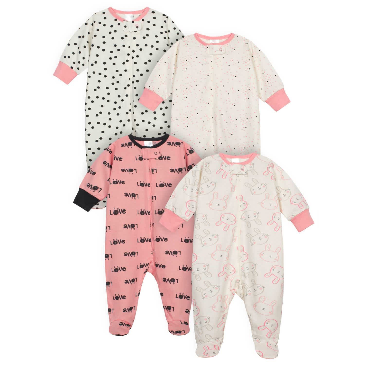 4-Pack Baby Girls' Bunny Sleep N' Play | Gerber Childrenswear