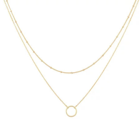 Mevecco 18K Gold Plated Dainty Karma Round Disc Charm Beaded Chain Choker Necklace for Women Gift | Walmart (US)