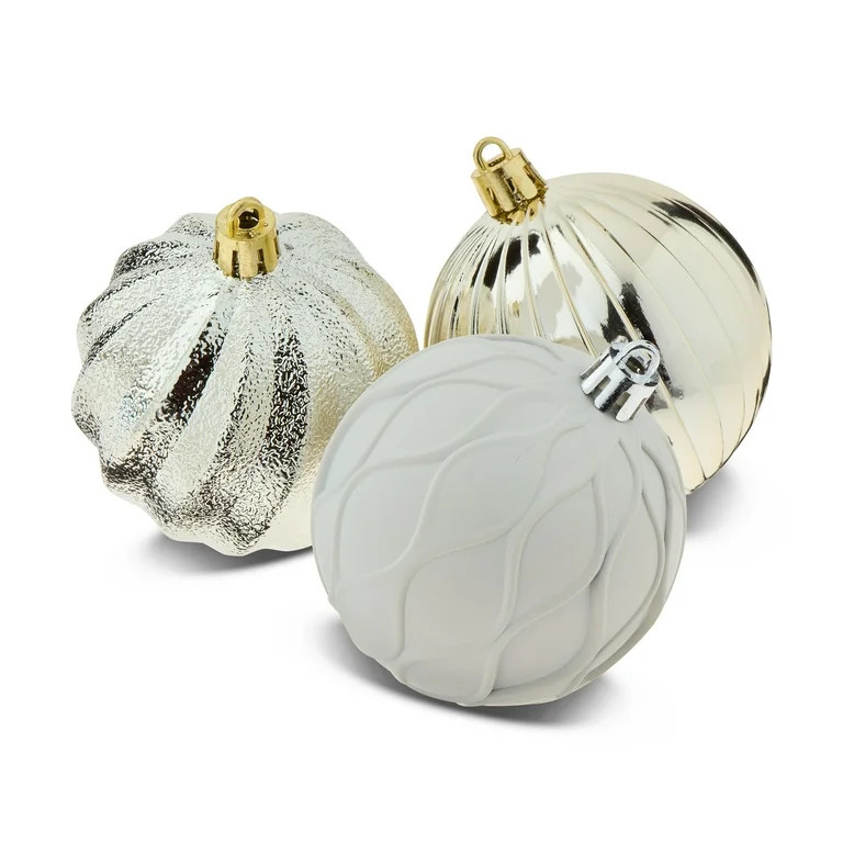 50-Count Champagne Shatterproof Christmas Ball Ornaments, by Holiday Time | Walmart (US)