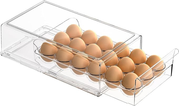Egg Container for Refrigerator BPA Free Refrigerator Organizer Bins,Stackable Egg Holder for Refr... | Amazon (US)