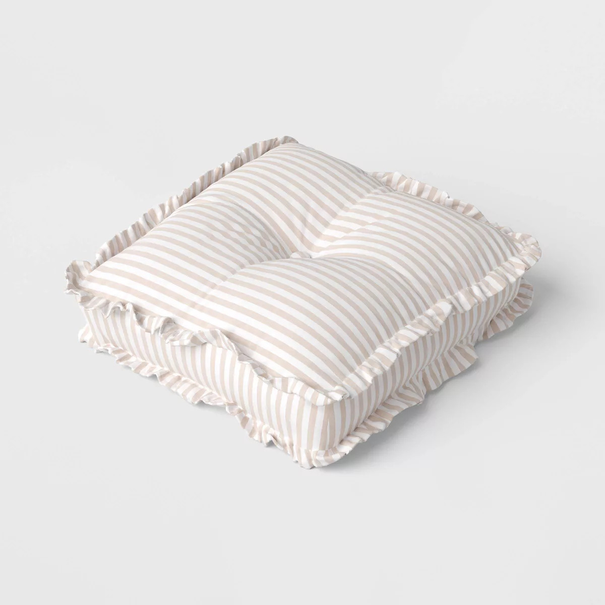 Oversized Square Stripe Pillow with Ruffle Trim Natural/White - Threshold™ | Target