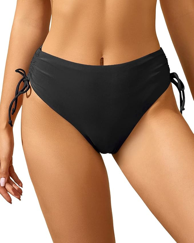 Tempt Me Women's High Waisted Bikini Bottom Cheeky Tie Swimsuit Bathing Suit Bottom | Amazon (US)