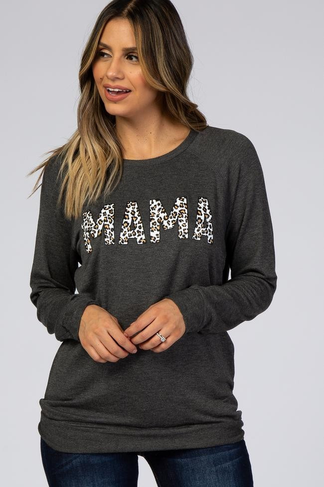 Charcoal "Mama" Graphic French Terry Top | PinkBlush Maternity
