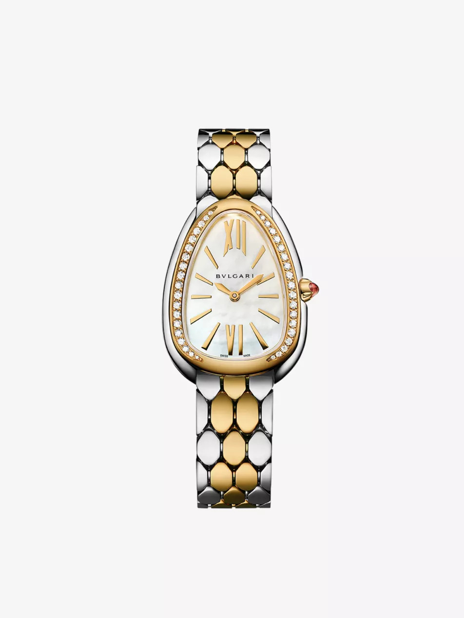 103755 Serpenti Seduttori 18ct yellow-gold, stainless-steel and diamond quartz watch | Selfridges
