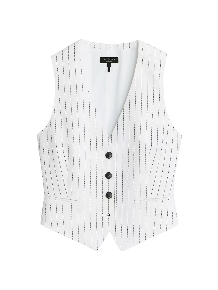Priya Striped Linen-Blend Vest | Saks Fifth Avenue