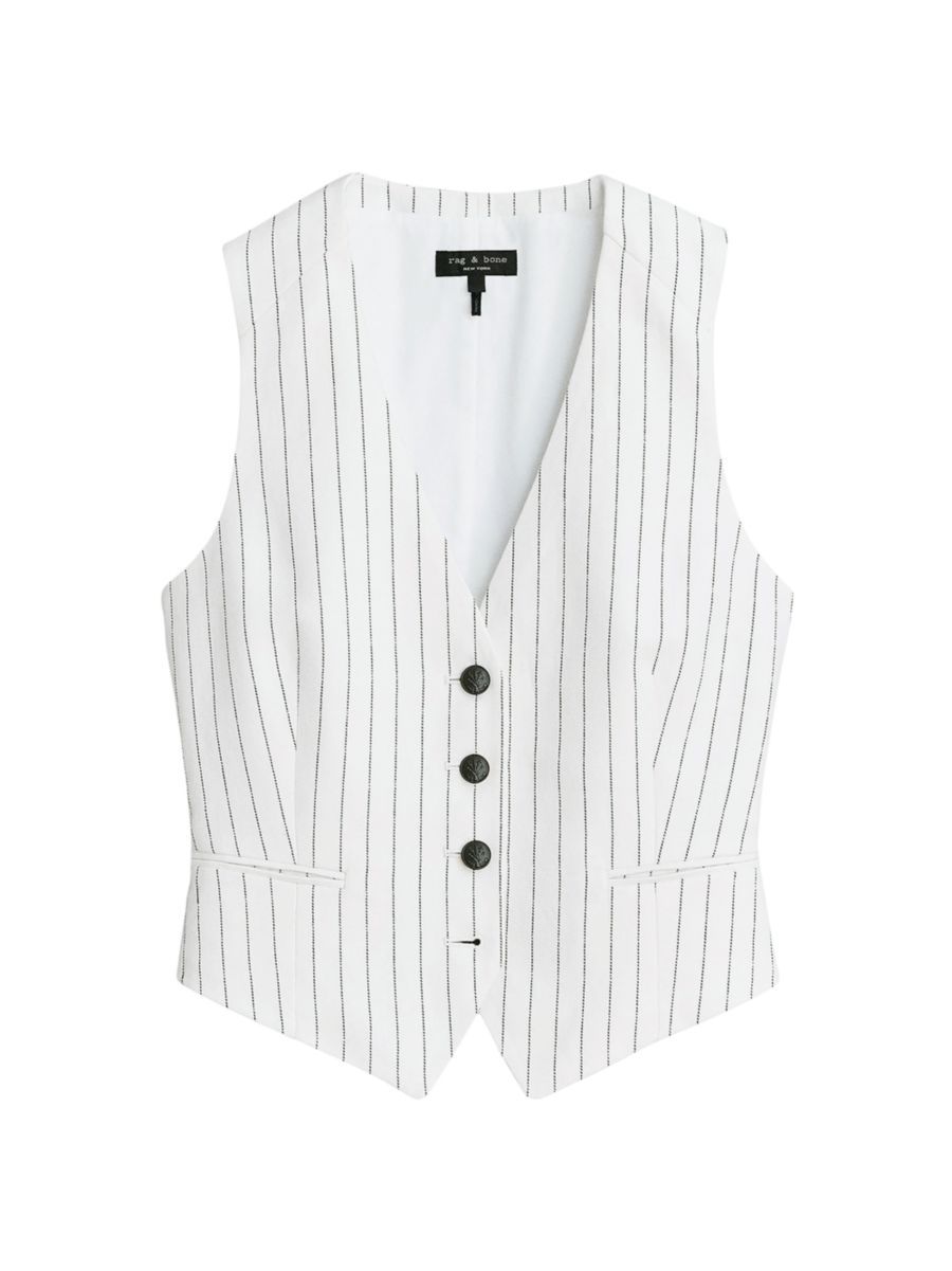 Priya Striped Linen-Blend Vest | Saks Fifth Avenue