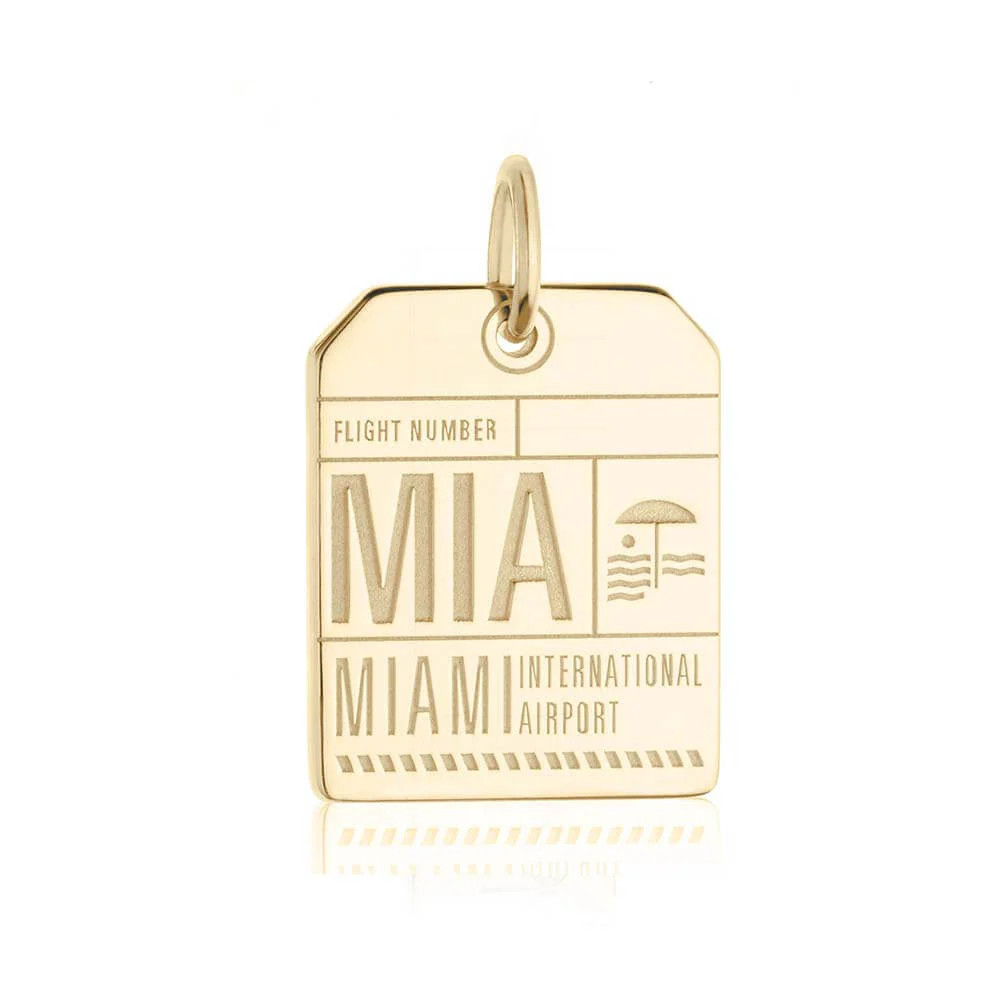 Miami Florida USA MIA Luggage Tag Charm Gold | Jet Set Candy (US)