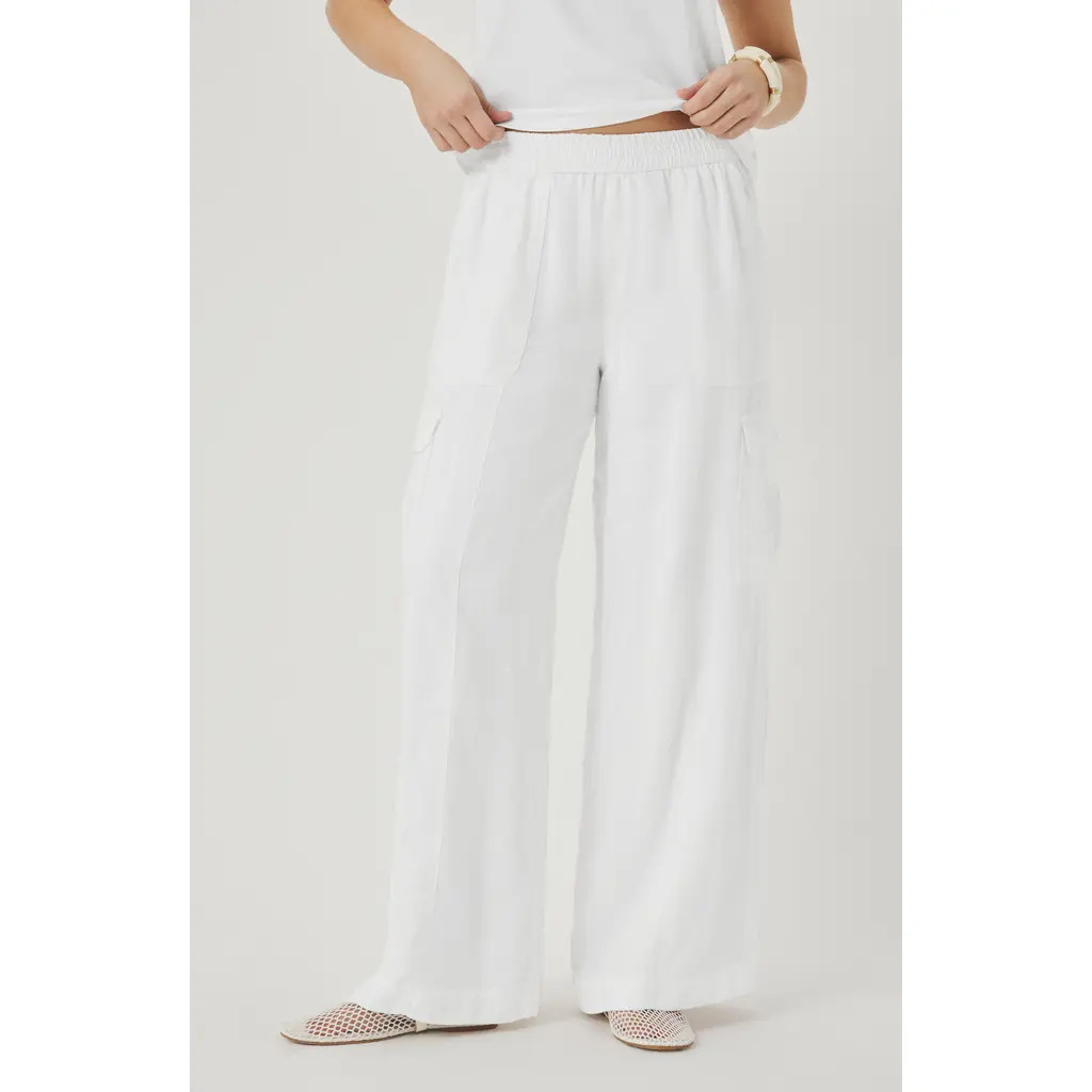 Splendid Stella Linen Cargo Pull-On Pants in White at Nordstrom, Size X-Large | Nordstrom