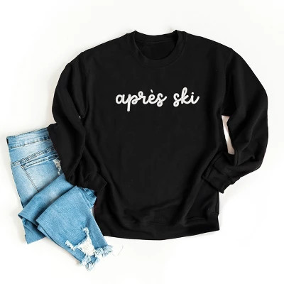Simply Sage Market Embroidered Apres Ski Words Sweatshirt - S - Midnight | Target