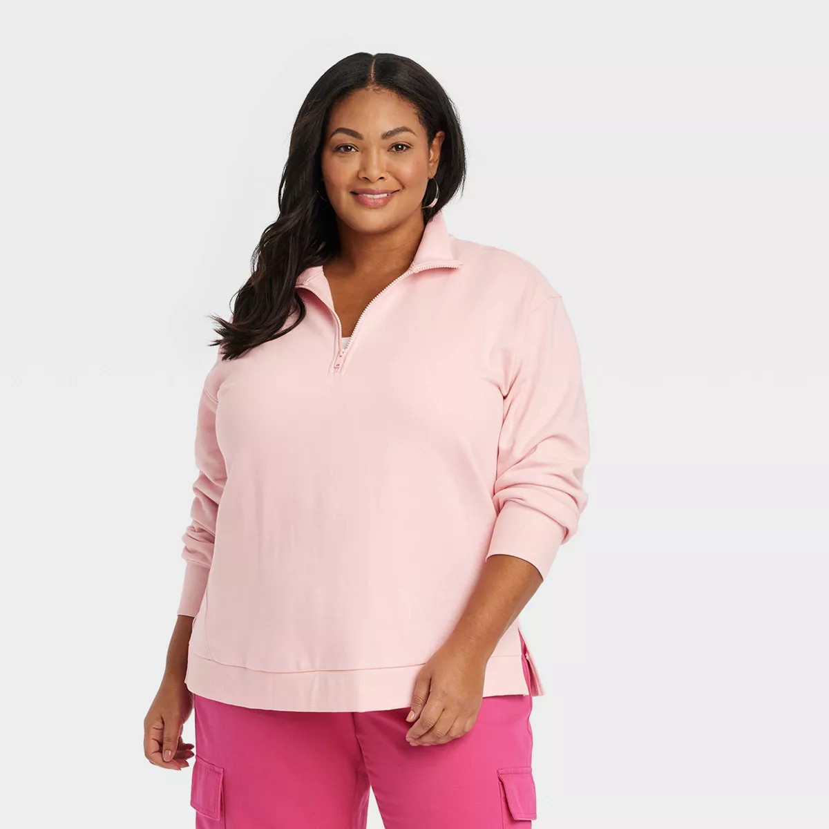 Women's Quarter Zip Pullover Sweatshirt - Ava & Viv™ | Target