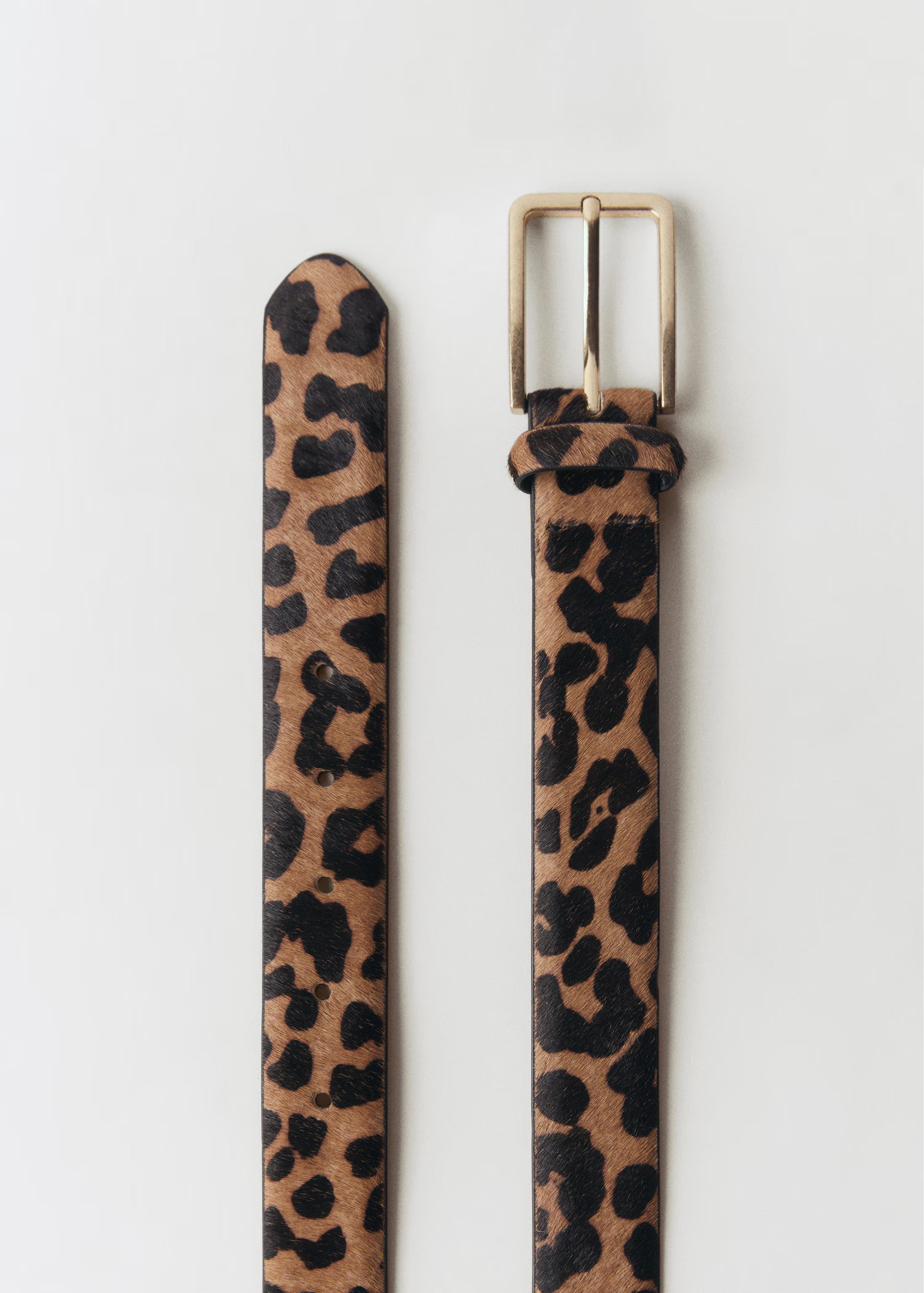 Leopard-print leather belt | MANGO (US)