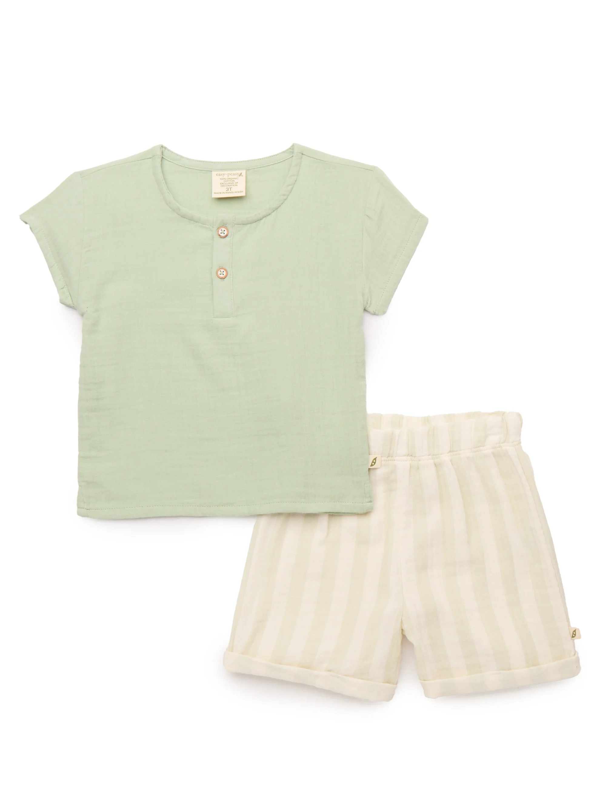 easy-peasy Toddler Boys Organic Gauze Henley Tee & Shorts Set, 2-Piece, Sizes 18M-5T - Walmart.co... | Walmart (US)