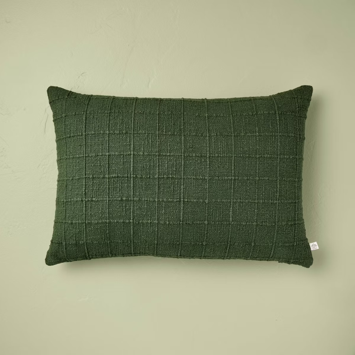 Textured Grid Square Throw Pillow Dark Green - Hearth & Hand™ with Magnolia | Target