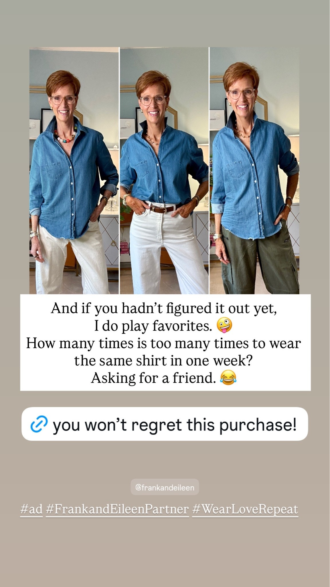 This is hands down my favorite thing from @Frank & Eileen 
The Eileen
Size medium

#LTKootd #LTKOver40 #LTKTall