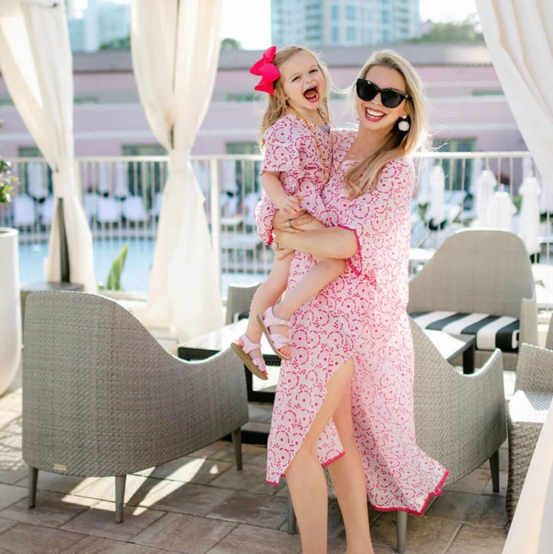 Mom Pink Print Caftan | Classic Whimsy