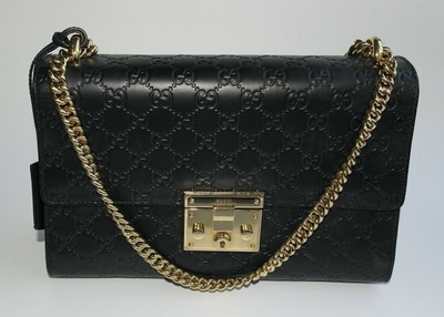 GUCCI SIGNATURE PADLOCK SHOULDER BAG BLACK 100% GENUINE EXCELLENT CONDITION | eBay US