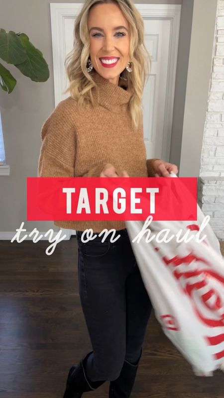 Target try on haul! I’m loving these tall black boots, my camel sweater, this fun grey polo collar sweater, this cute AC/DC sweatshirt, and the green sweatshirt 

#LTKunder100 #LTKunder50