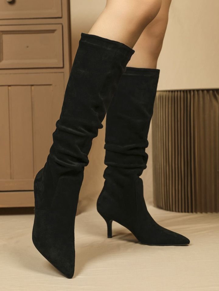 Point Toe Stiletto Heeled Slouchy Boots | SHEIN
