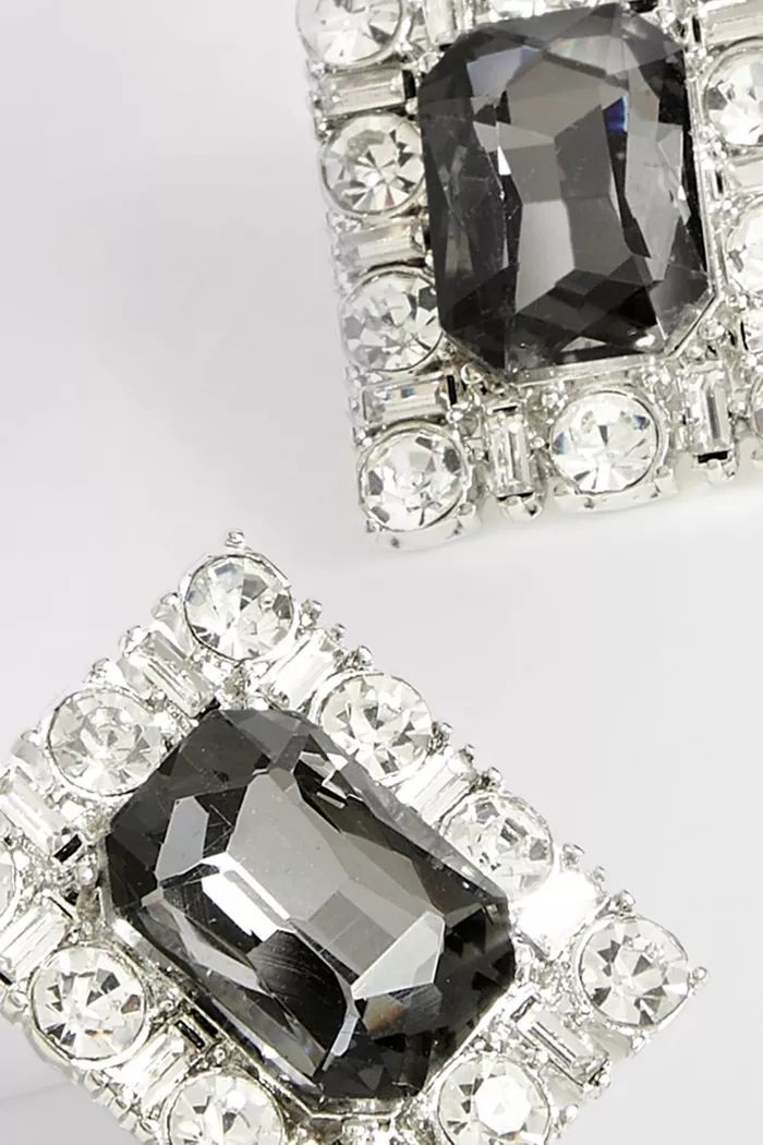 Black Diamante Stud Earrings | Boohoo.com (UK & IE)
