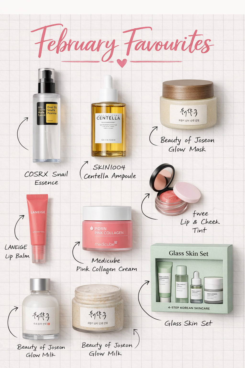 February favourites featuring my current K-beauty obsessions for hydrated, glowy skin. From viral skincare staples to everyday lip favourites, these are the products I’ve been reaching for nonstop this month.

#februaryfavourites #kbeautyedit #glassskin #skincarefavourites #ltkbeauty #beautyfinds #dewyskin 

 #LTKeurope #LTKbeauty