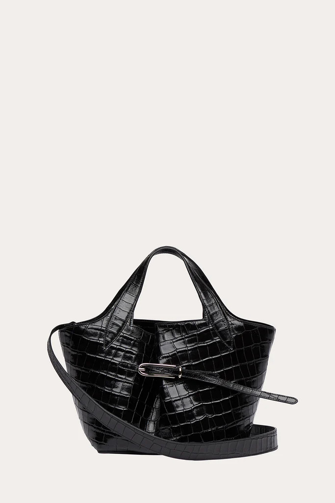 Belted Tote Mini Black Croc | LITTLE LIFFNER