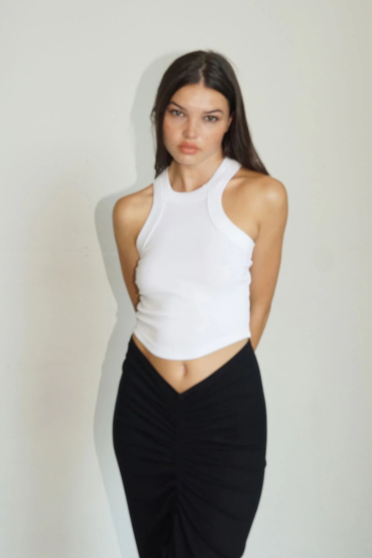 LNA Detra Cropped Tank in White | LNA Clothing