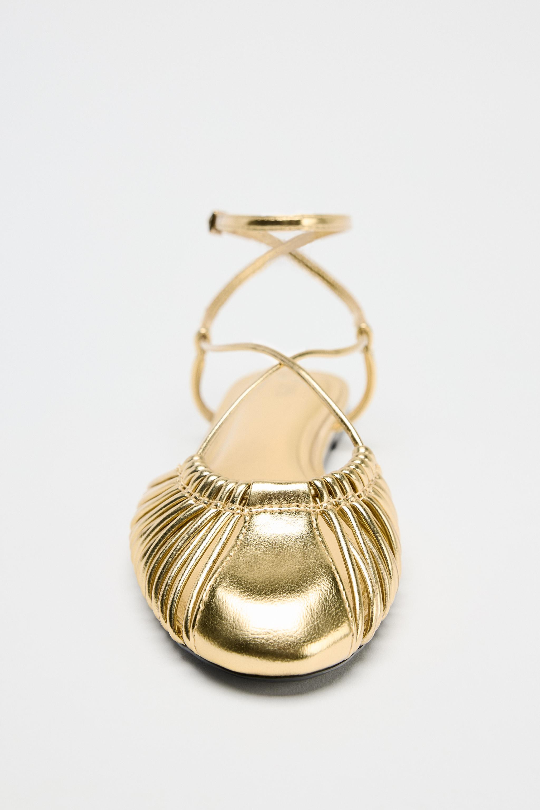 METALLIC-EFFECT STRAPPY CAGE SANDALS | Zara UK