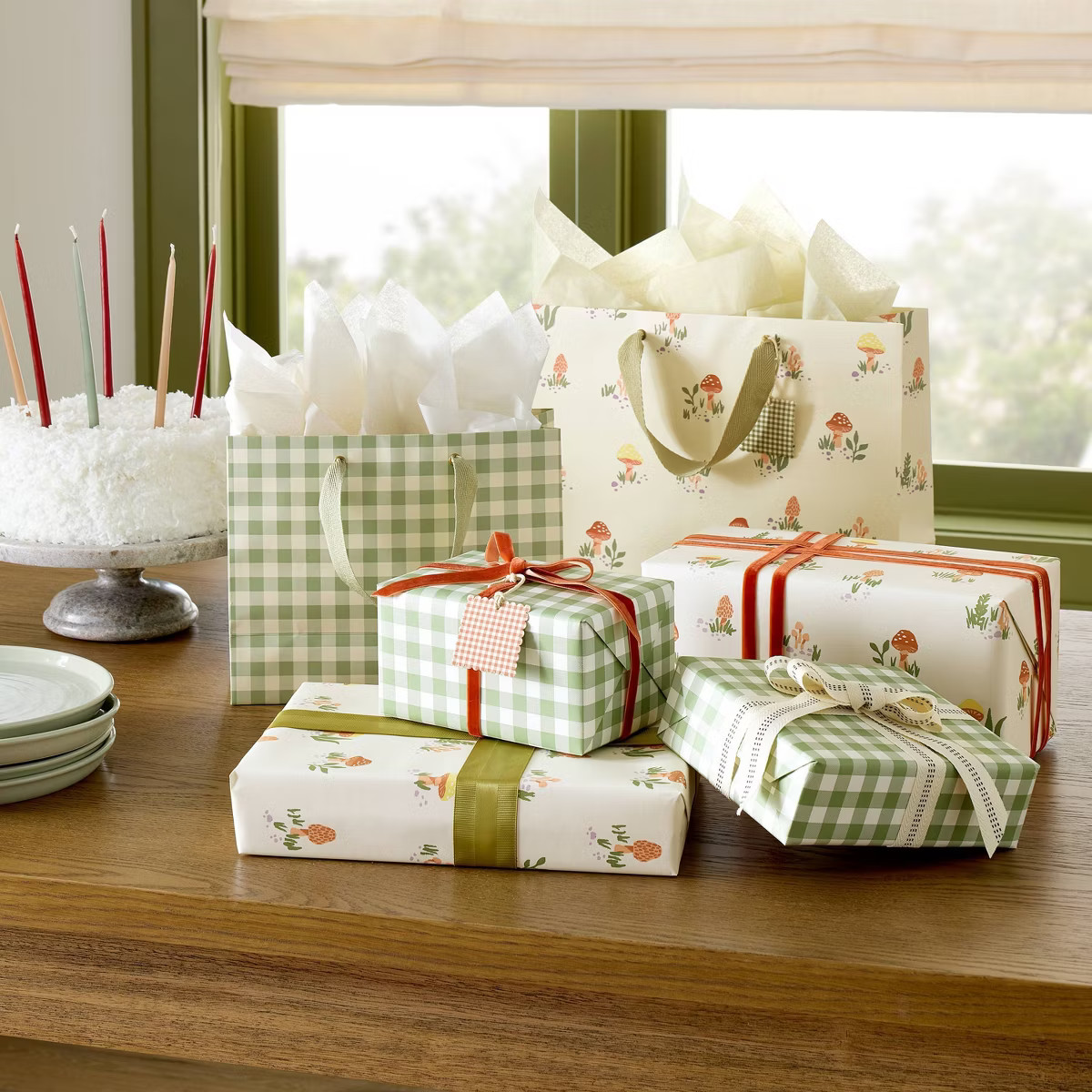 Gingham Gift Wrap Green - Hearth & Hand™ with Magnolia | Target