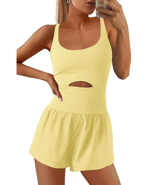 SENSERISE Womens Workout Rompers Athletic Romper Running Onesie One Piece Exercise Jumpsuits Gym ... | Amazon (US)