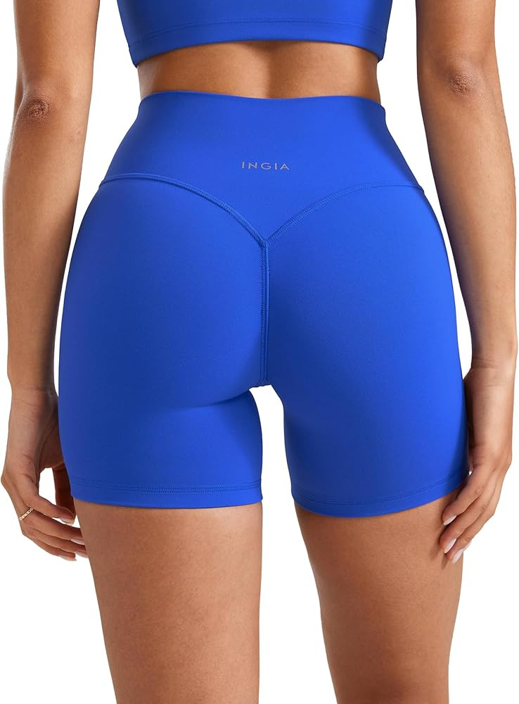 Womens High Waist No Front Seam Scrunch Butt Biker Shorts 5 Inches V-Back Scrunch Booty Gym Worko... | Amazon (US)
