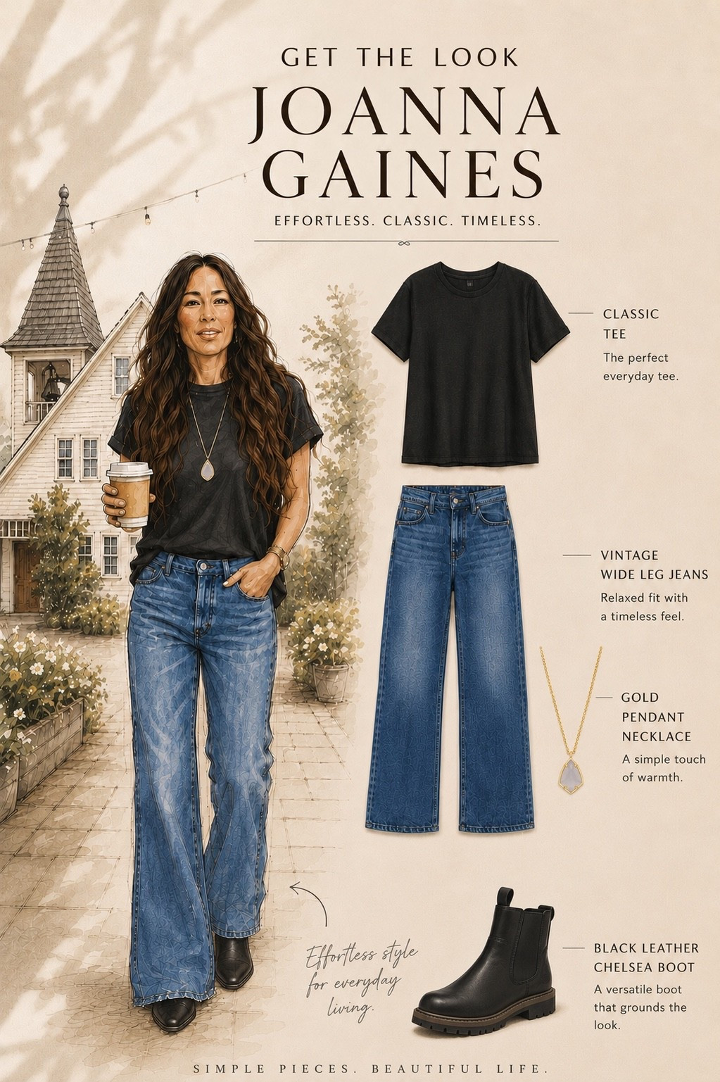 Joanna Gaines always nails that effortless, timeless style. 🤎 

This classic everyday outfit from @NordstromRack is built on elevated basics that never go out of fashion. A relaxed black tee, vintage-inspired wide leg jeans, a delicate pendant necklace, and black Chelsea boots create the perfect quiet luxury look you’ll wear on repeat.

If you’re looking for Joanna Gaines style, quiet luxury outfit ideas, classic wardrobe essentials, elevated basics, or timeless capsule wardrobe pieces, I’ve linked everything for you in my LTK.


#NordstromRackPartner #RackScore