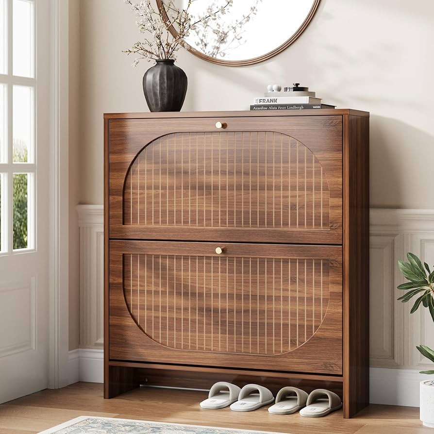 Nicetree Arch-Chic Shoe Cabinet for Entryway, Modern Mid-Century Shoe Storage Cabinet with Fluted... | Amazon (US)
