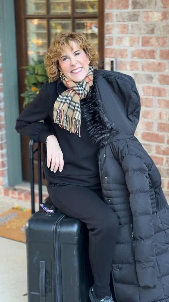 Headed out to chilly NYC today for some holiday fun! 

Wearing black joggers and a black pullover (both in sale for 40% off) with a red mock turtleneck underneath. Topped it off with a classic Burberry cashmere scarf, black sneakers, and the viral (and super warm) Amazon coat.

My luggage is Briggs & Riley, which has a lifetime guarantee and is consistently ranked as one of the top luggage brands in the world! Ours has been all over the globe with us!



#LTKTravel #LTKSeasonal #LTKWatchNow