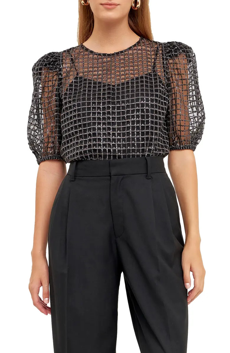 Sequin Grid Mesh Top | Nordstrom