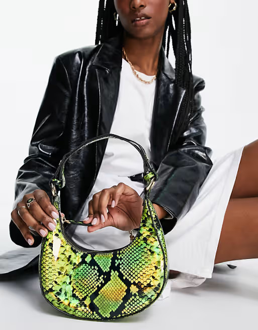 Ego shoulder bag in yellow python print | ASOS (Global)