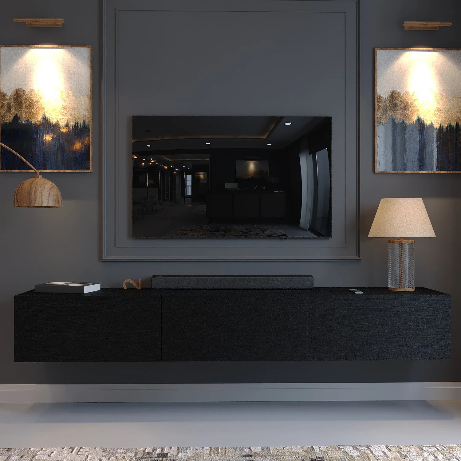 Hamman Modern 71" Floating TV Stand with Storage Wall-Mounted Media Console for TVs up to 80" | Wayfair North America