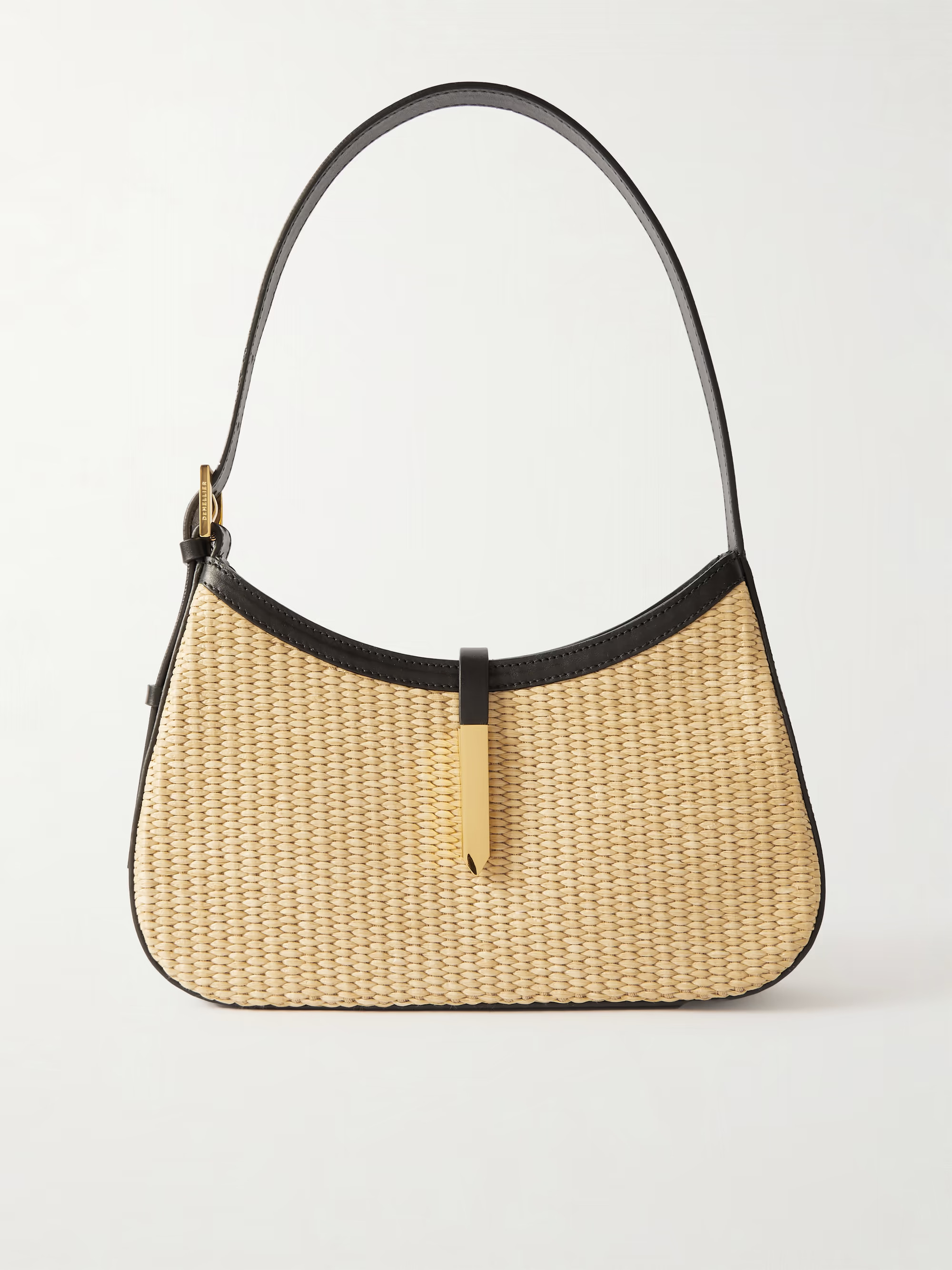 + NET SUSTAIN Tokyo leather-trimmed raffia shoulder bag | NET-A-PORTER (US)