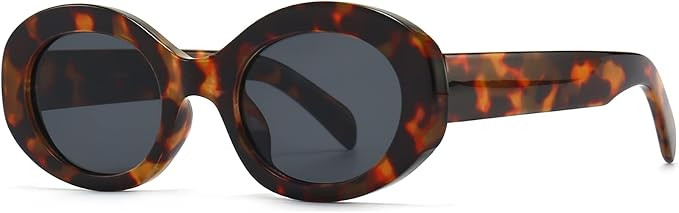 PORADAY Modern Thick Oval Sunglasses for Women Fashion Clout Goggles Retro Narrow Chunky Sun Glas... | Amazon (US)