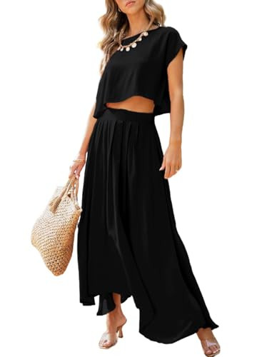 Dokotoo Dresses for Women 2 Piece Summer Outfits Crewneck Tops and Maxi Skirt Dress Sets | Amazon (US)