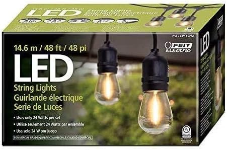 Feit Electric Weatherproof Indoor/Outdoor String Lights, 48ft Patio Lights with 24 Sockets 60 cm ... | Amazon (CA)