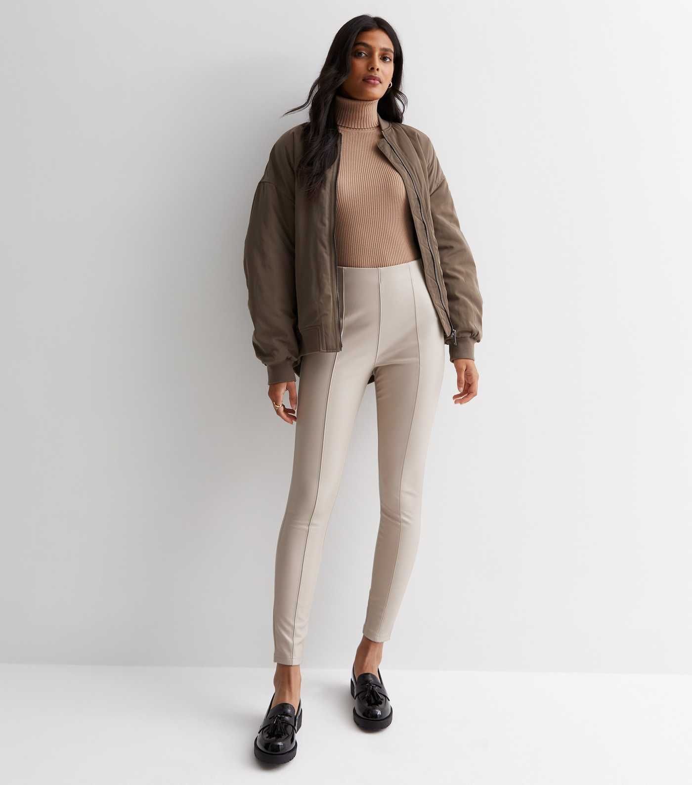 Off White Leather-Look High Waist Leggings
						
						Add to Saved Items
						Remove from Save... | New Look (UK)