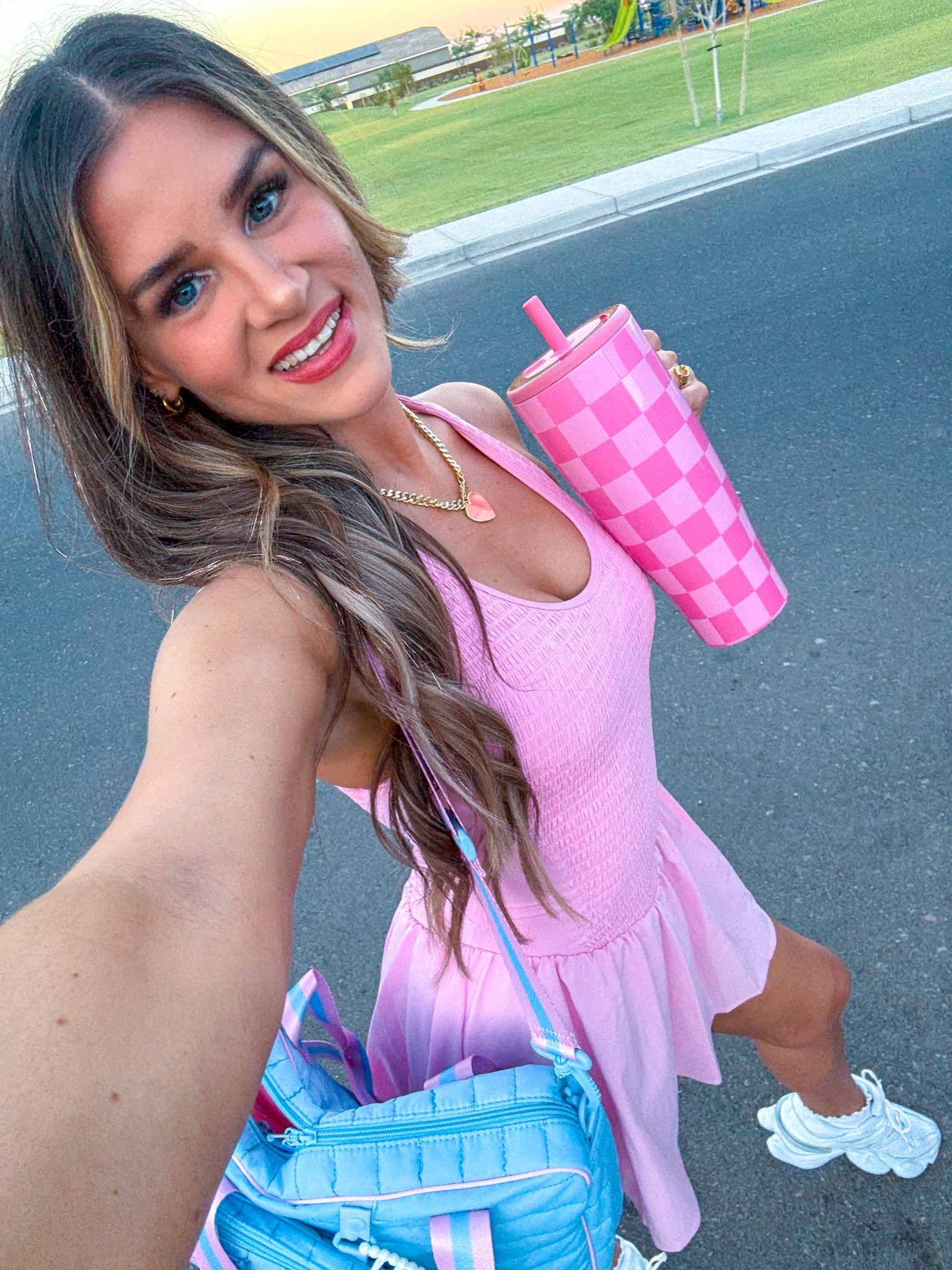 Pink on the court, power in the swing 💗✨ Bag matches the vibes, obviously 🎀 

#Pickleball #PickleBallBag #PinkVibes #PinkDress #AthleticDress #PinkCove #ad #MMlove #NewBalance #TargetFind #Checkered #LightBlue #BruMate 

#LTKActive #LTKStyleTip #LTKItBag