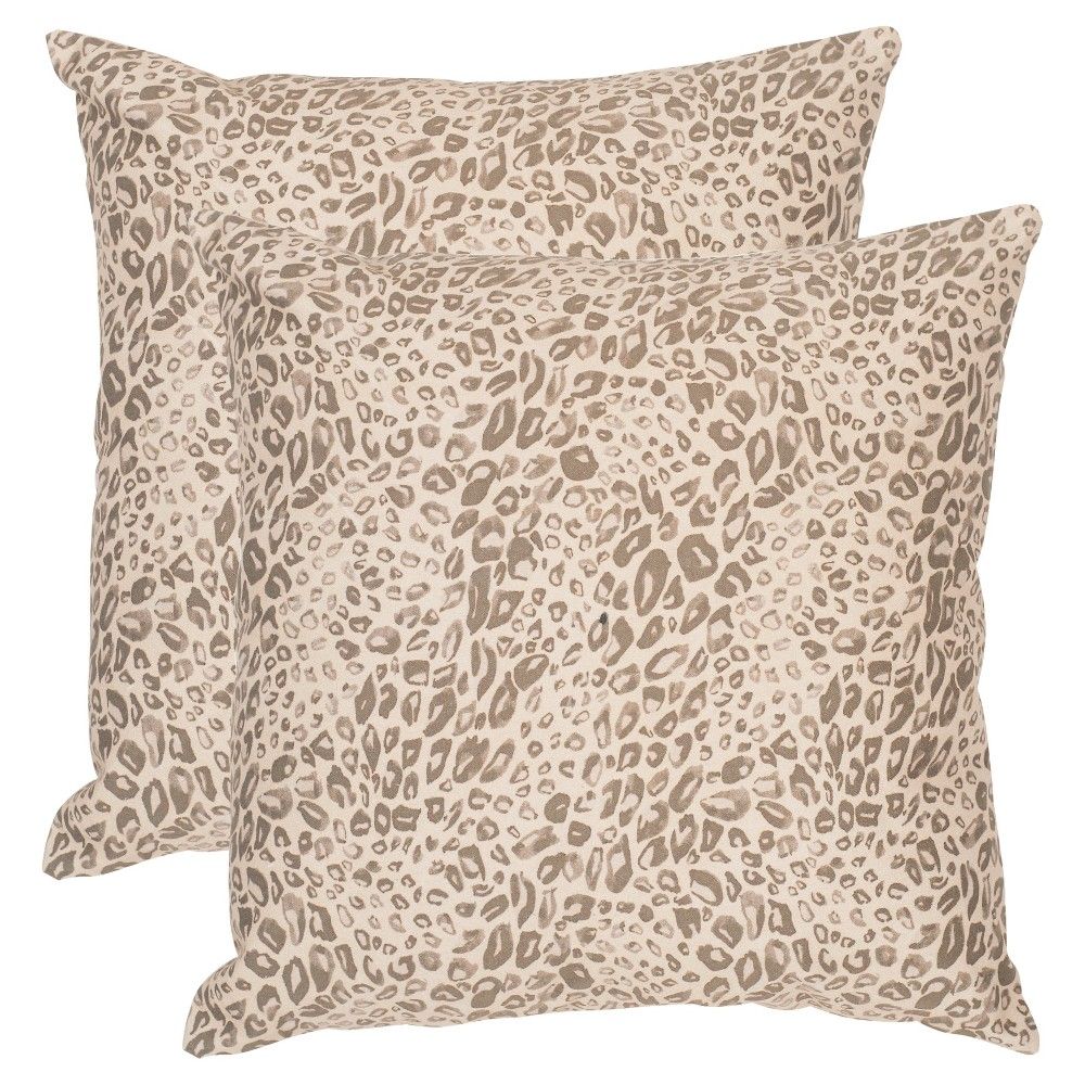 Earth Satin Leopard Throw Pillow Set Of 2 (20"x20") - Safavieh | Target