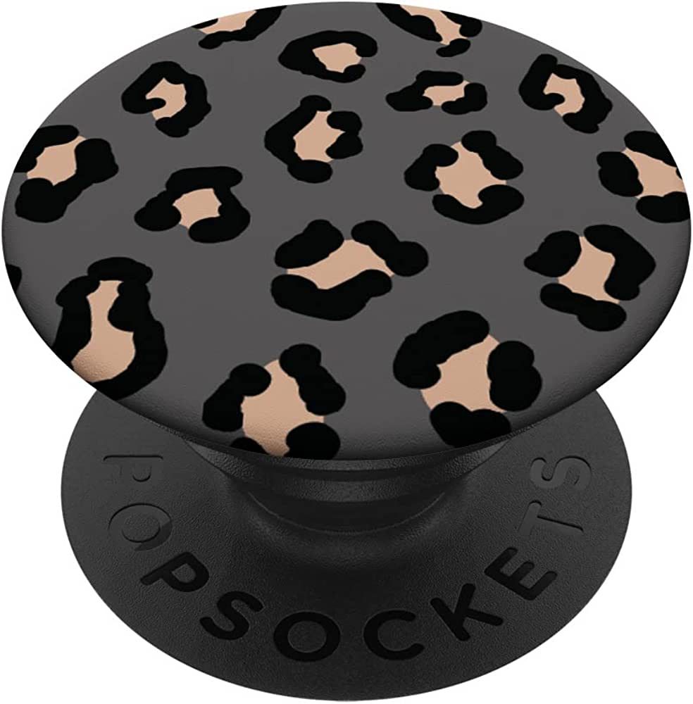 Cute Animal Graphite Cheetah Print Leopard Design PopSockets Swappable PopGrip | Amazon (US)