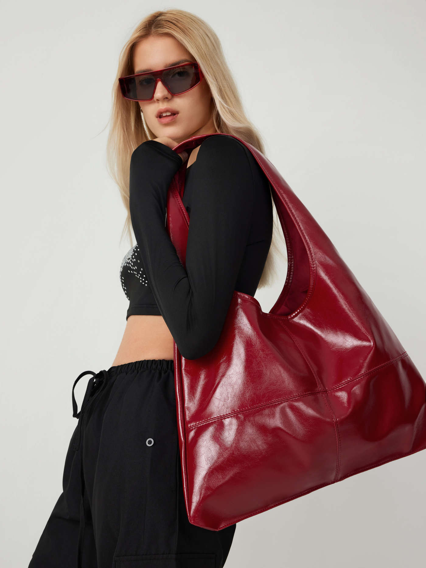 Solid Faux Leather Large Capacity Tote Shopper Bag | Cider