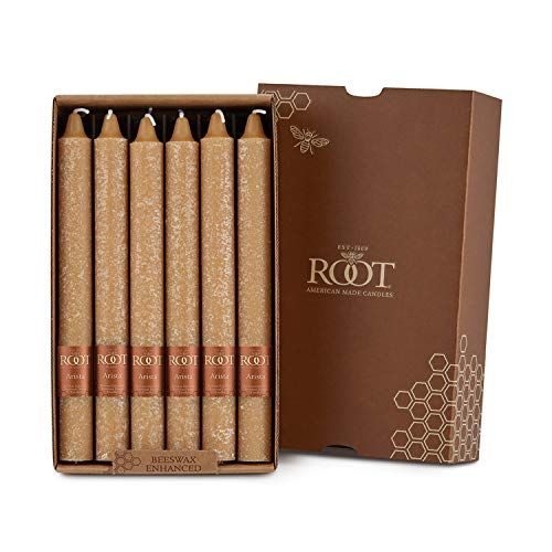 Root Candles Unscented Arista Timberline 9-Inch Dinner Candles, 12-Count, Beeswax | Amazon (US)