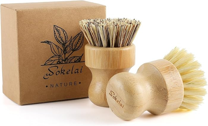 Bamboo Dish Scrub Brushes Set for Kitchen - Wooden Cleaning Scrubbers Brushes, Eco-Friendly Natur... | Amazon (US)