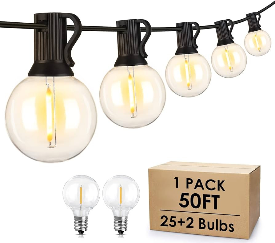 Mlambert 50Ft LED Outdoor String Lights G40 Globe Dimmable Patio Lights, Waterproof Hanging Strin... | Amazon (US)